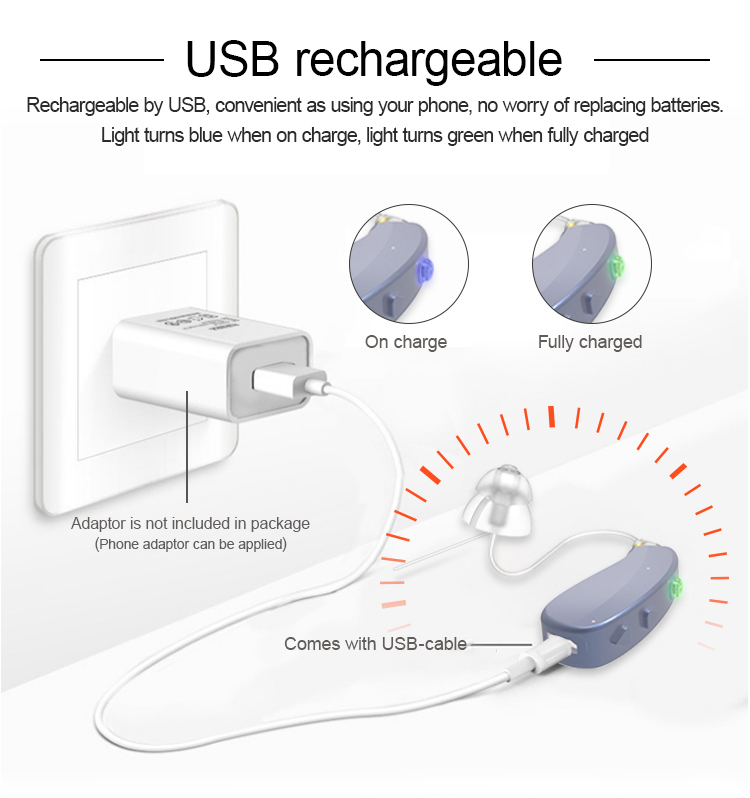 USB rechargeable hearing aid|ennohearingaid