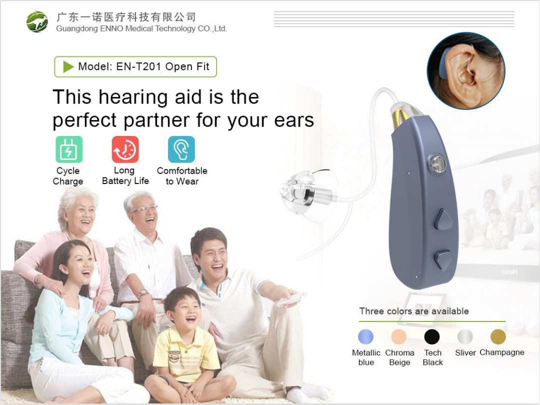 EN-T201D open fit rechargeable BTE hearing aid|ennohearingaid